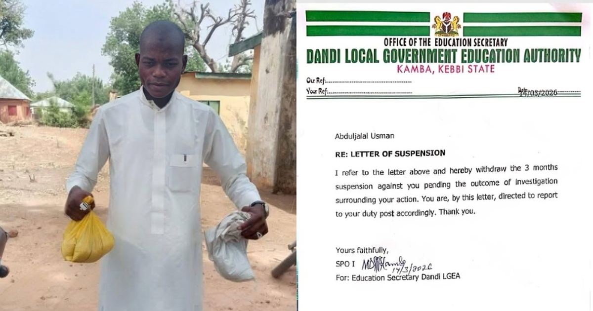 Kebbi Government Withdraws Suspension of Teacher Who Rejected ‘One Bowl of Rice’ Ramadan Package