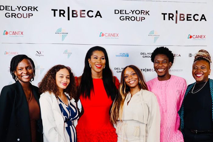 Filmmaker and UN Women Regional Goodwill Ambassador, Stephanie Linus (centre), and other attendees at the Del-York Group & Tribeca partnership event. The collaboration marks a significant step toward advancing creative industry opportunities across Africa