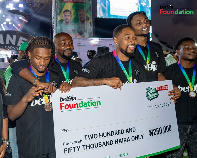 Bet9ja Foundation scores gig for charity at Bet9ja Football Carnival with ₦2m in charity donation