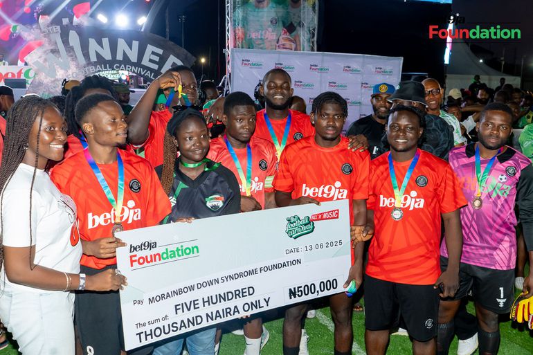 Bet9ja Foundation scores gig for charity at Bet9ja Football Carnival with ₦2m in charity donation