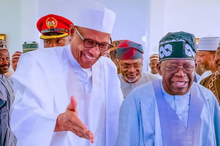 The late former President Muhammadu Buhari and his successor, President Bola Tinubu.