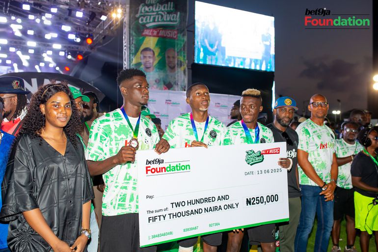 Bet9ja Foundation scores gig for charity at Bet9ja Football Carnival with ₦2m in charity donation