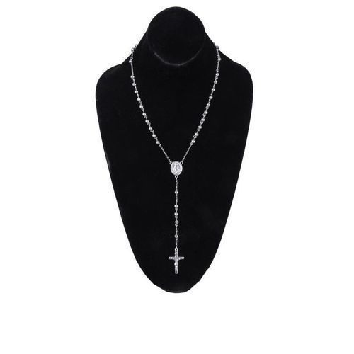 Men's Rosary Necklace - Silver