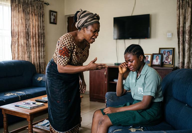 Some Nigerians say they still remember hurtful things their parents said to them while growing up. Image used for illustration. [This image is AI-generated.]