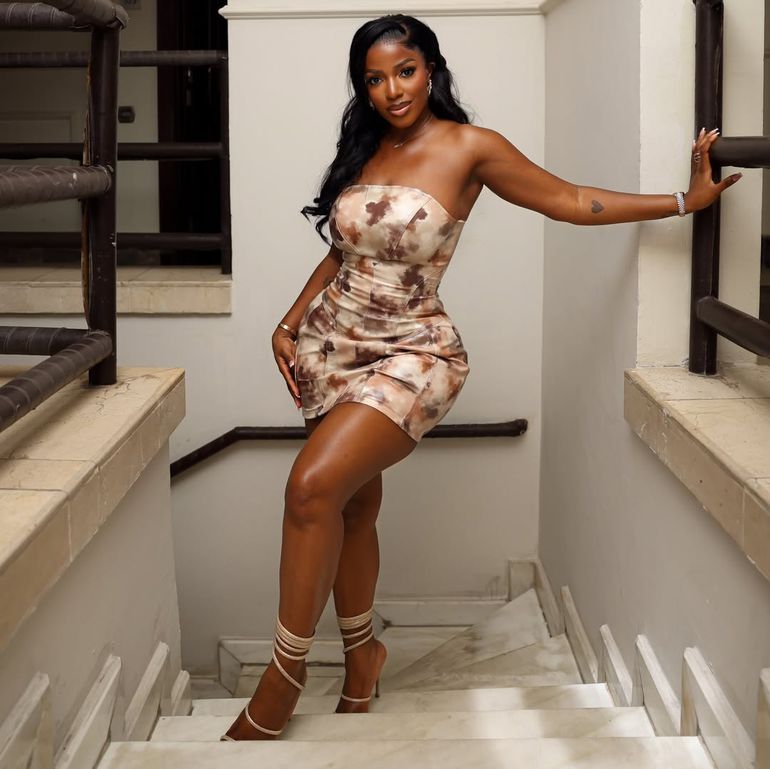 Hilda Baci in Hilda Baci X MisKay brown quasi-cow print mini dress