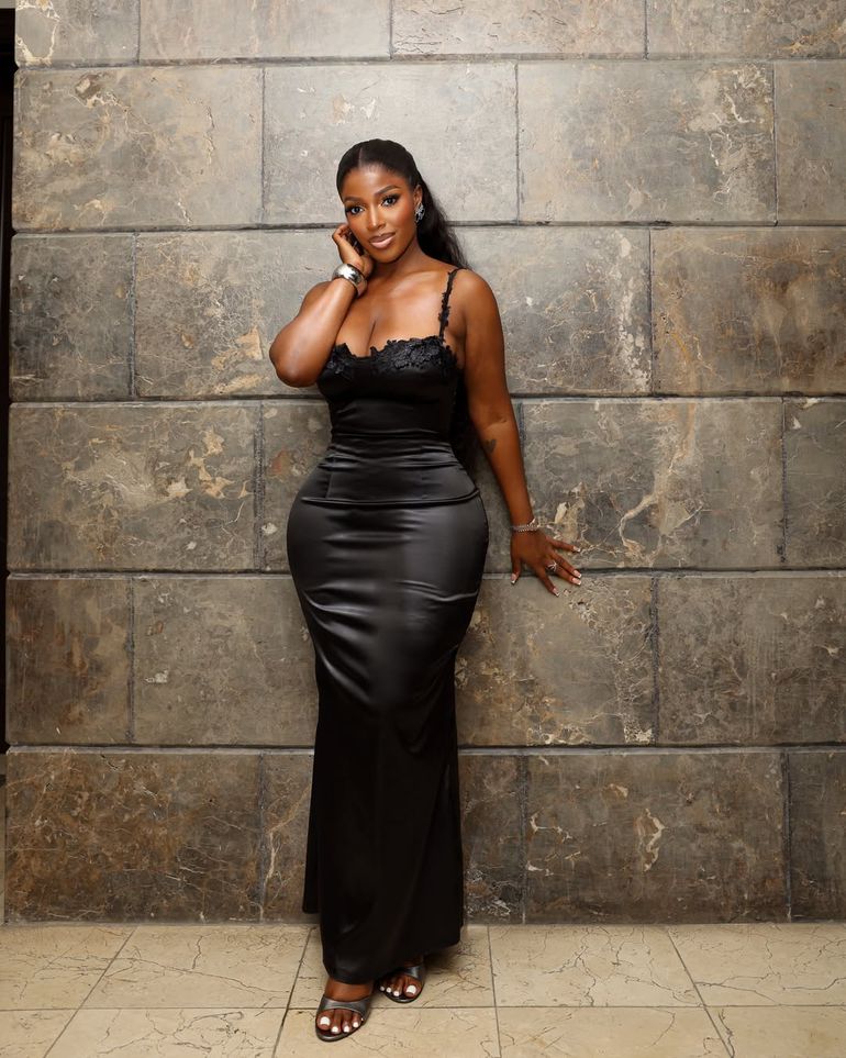 Hilda Baci X MisKay Black Satin dress