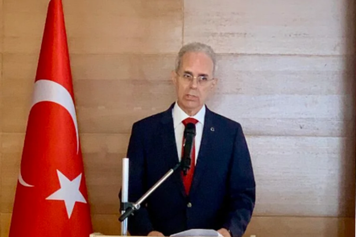 Turkish Envoy Mehmet Poroy speaking at the country’s Democracy and National Unity Day celebration on Tuesday night in Abuja. Credit: NAN