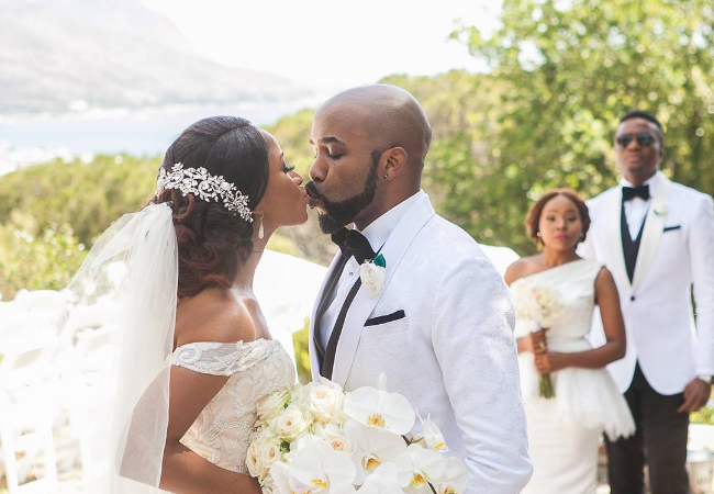 Banky W and actress Adesua Etomi white wedding in Cape Town, South Africa