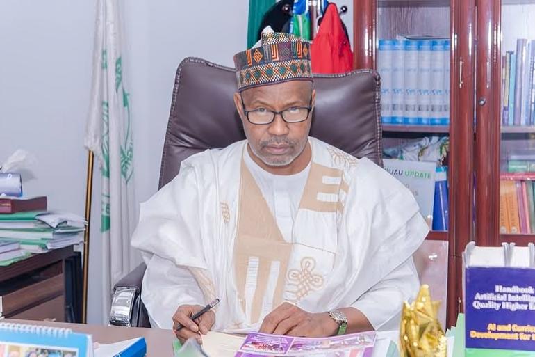 NUC Executive Secretary, Professor Abdullahi Yusufu Ribadu, in his office.