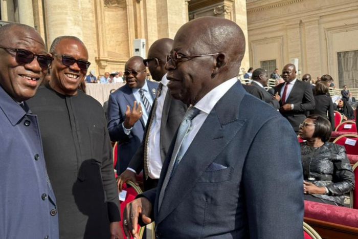I'm head of the Nigerian delegation - Tinubu jokes with Obi at Pope Leo XIV's inauguration