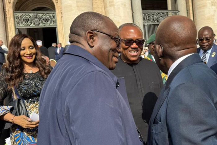 I'm head of the Nigerian delegation - Tinubu jokes with Obi at Pope Leo XIV's inauguration