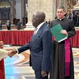 President Tinubu shakes hands with Pope Leo XIV after the inauguration mass at the Vatican.