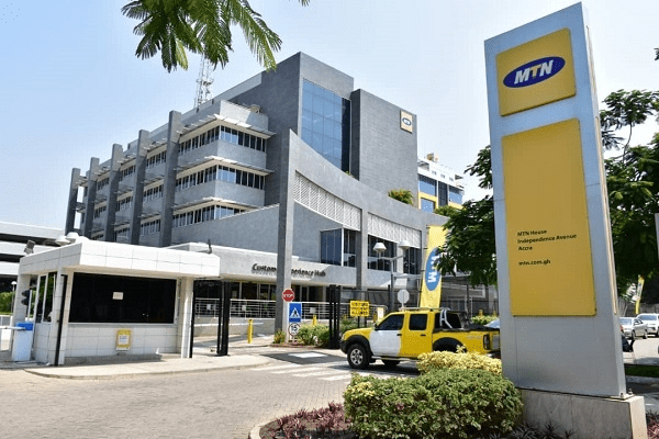 An MTN office displaying the company's branding as calls to boycott South African businesses spread across parts of Africa.