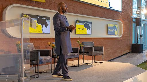 MTN Group CEO Ralph Mupita speaks during a company event