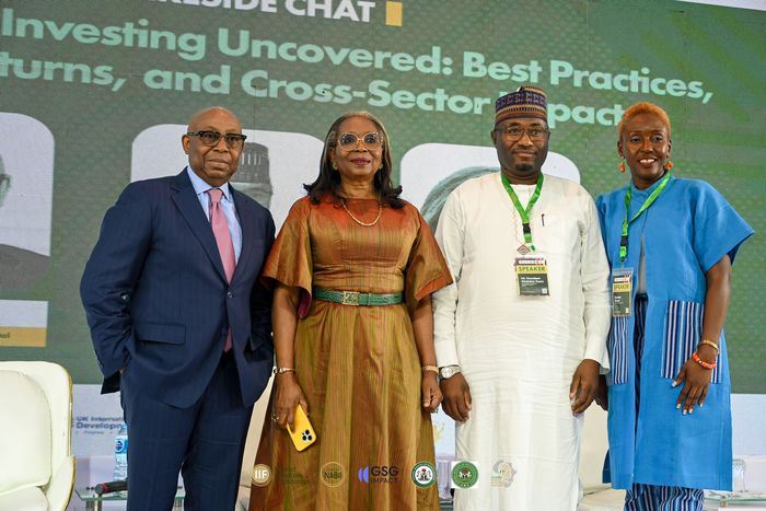 Mrs Ibukun Awosika and speakers at the third edition of the Gender Impact Investment Summit.