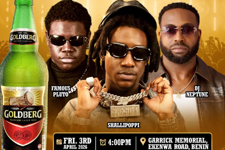 Shallipopi, Famous Pluto, DJ Neptune and More to Headline Goldberg’s Golden Fiesta in Benin