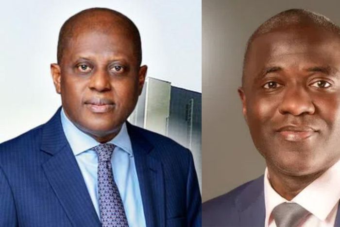 A photo collage of the Nigerian Communications Commission (NCC) Executive Vice Chairman, Dr Aminu Maida (R) and the Central Bank of Nigeria (CBN) Governor, Olayemi Cardoso (L).
