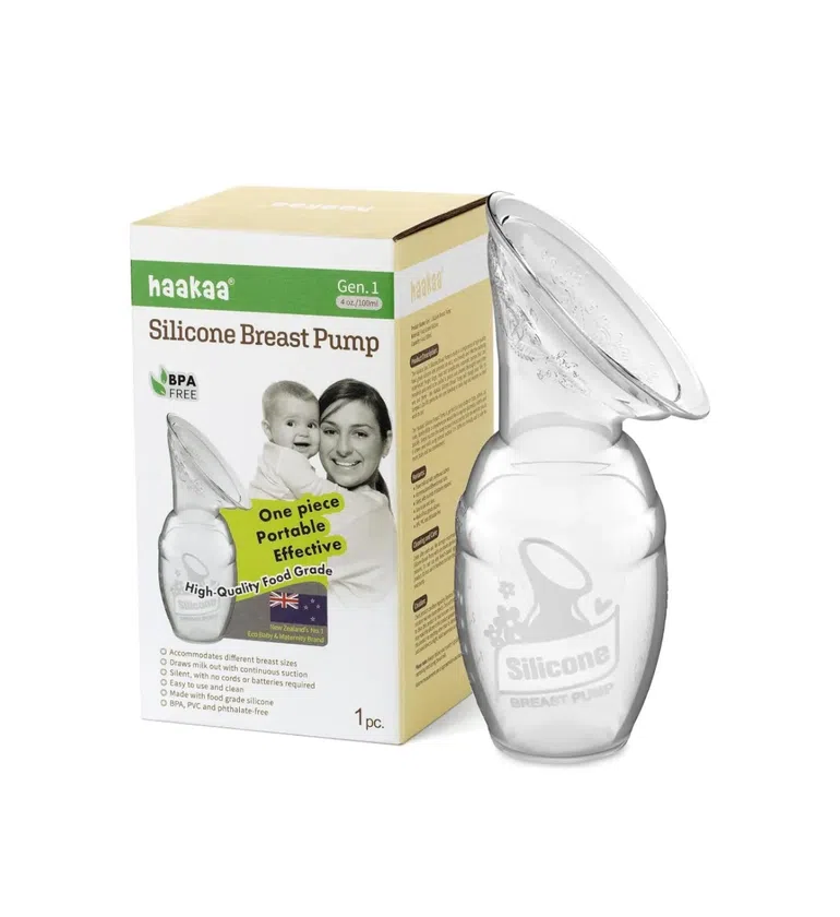 Haakaa Manual Breast Pump for Breastfeeding, Silicone, Clear 4oz/100ml
