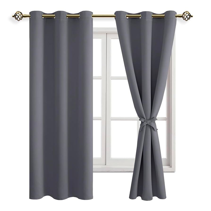 JIUZHEN Blackout Curtains with Tiebacks