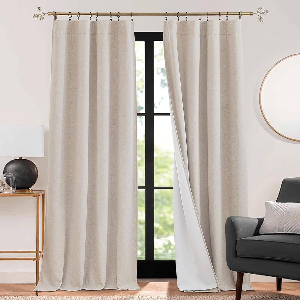 RYB HOME 3-in-1 Soundproof Linen Curtains