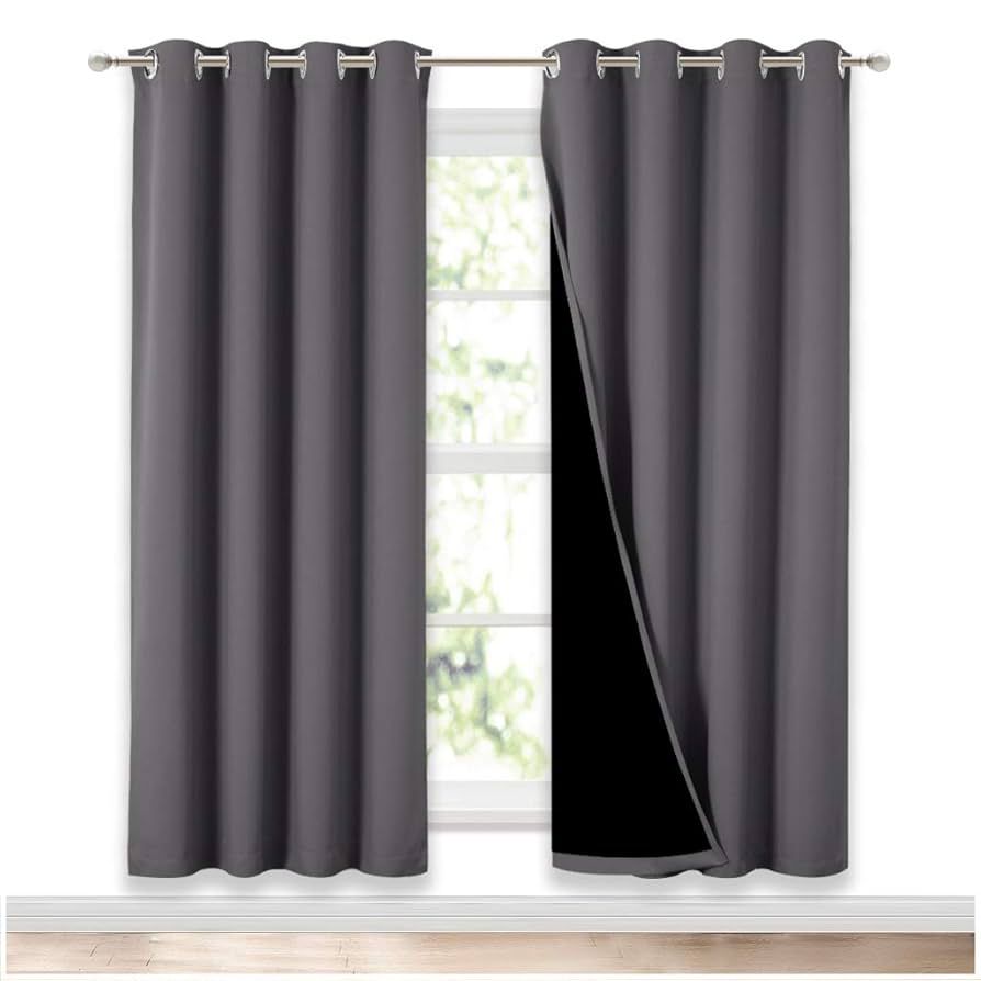 NICETOWN Grey Full Shade Curtain Panels