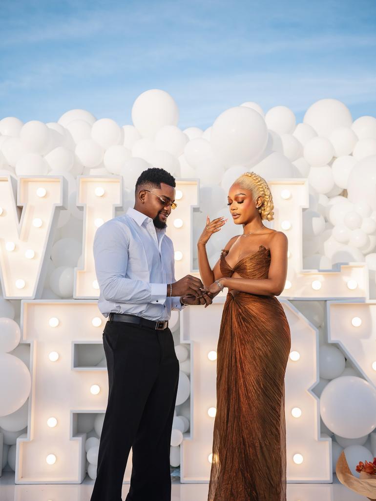 Nigerian fashion influencer Diana Eneje with her fiancé, Pascal Godwin