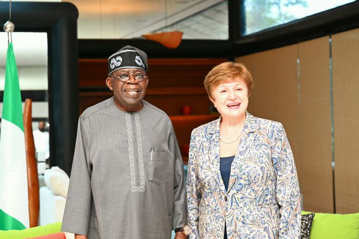 President Bola Tinubu and Kristalina Georgieva, the Managing Director of the International Monetary Fund (IMF)