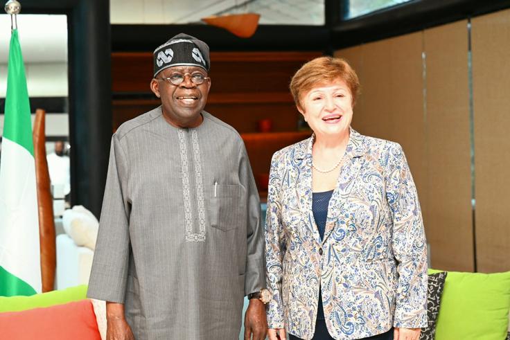 President Bola Tinubu and Kristalina Georgieva, the Managing Director of the International Monetary Fund (IMF)