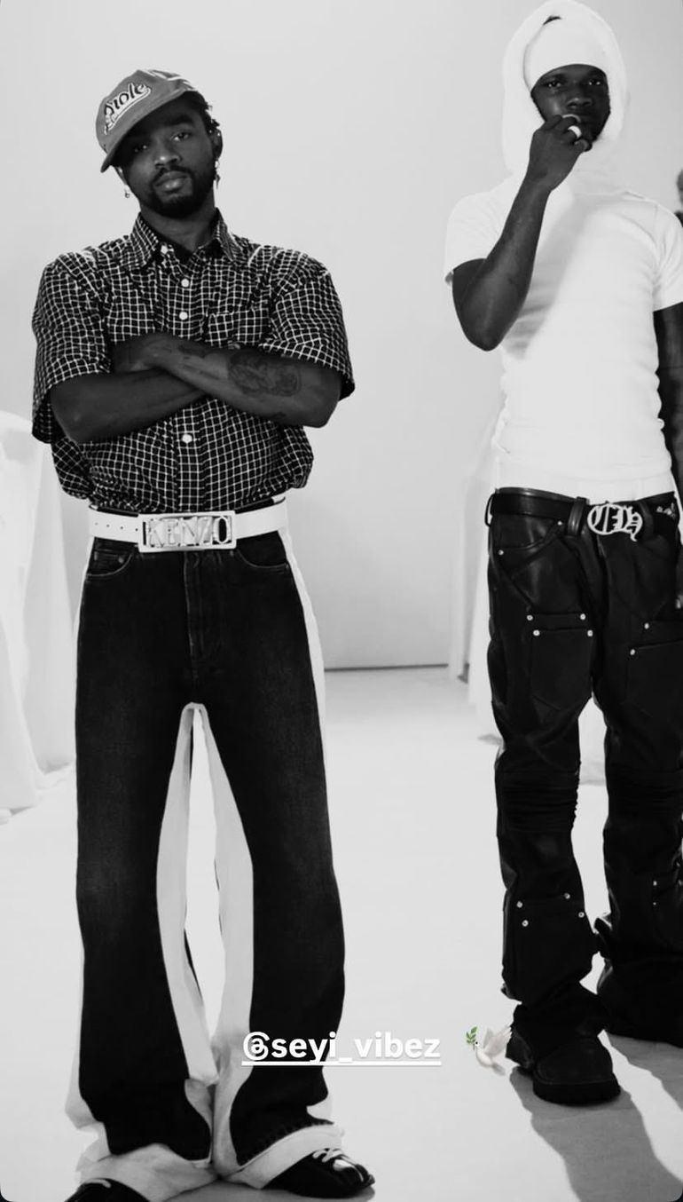 Omah Lay and Seyi Vibez at the video shoot for their single 'My Healer'