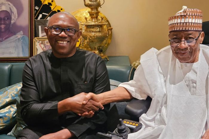 Peter Obi during his visit to former Head of State, Ibrahim Babangida.
