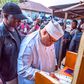 Osun State Governor Ademola Adeleke votes in the state's local government election. [NAN]