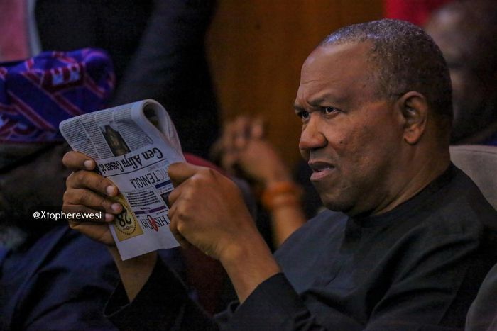 Labour Party presidential candidate, Peter Obi, attends proceedings at the presidential election petition tribunal in Abuja. [Twitter:@AlwaysJayjam]