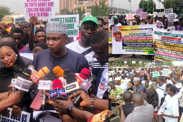 PHOTOS: 5,000 protesters storm Abuja, demand probe of ex-NNPCL boss Mele Kyari