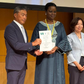 Mrs Florence Akinyemi Adeseke, Nigeria’s charge d’affaires and Yoshikuni Watanabe, the Mayor of Kisarazu with the certificate that designates Kisarazu Nigeria’s hometown. Credit: State House