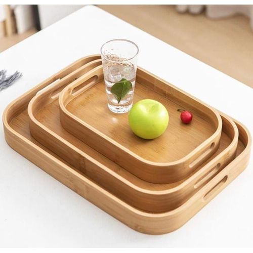 3IN1 WOODEN TRAY SET BAMBOO SERVING TRAY SET