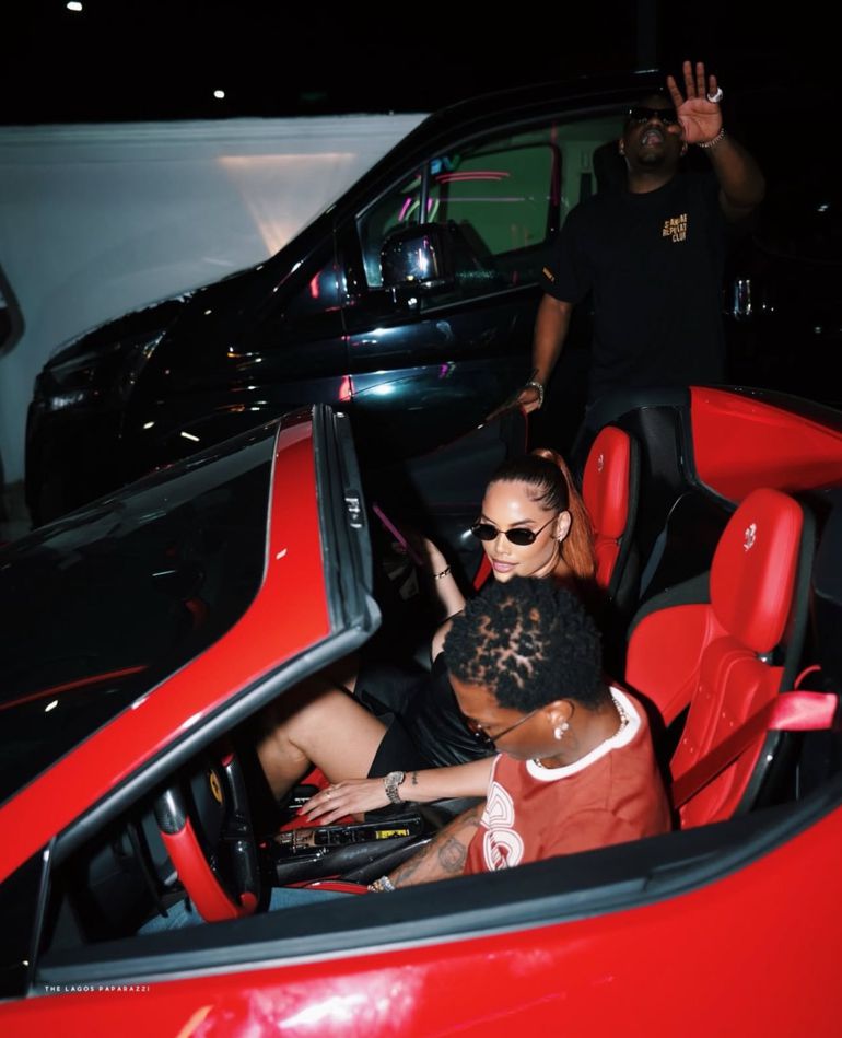 Wizkid and Jada P spotted leaving Dance Eko '25 festival in his ₦1.4 billion Ferrari on Saturday, December 20, 2025