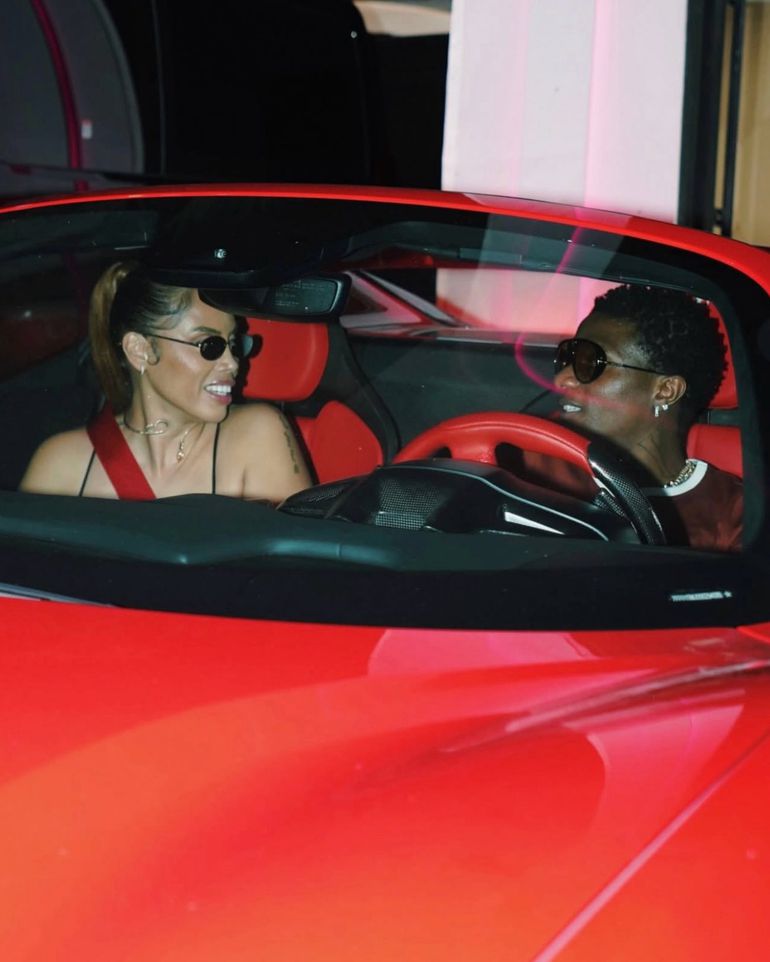 Wizkid and Jada P spotted leaving Dance Eko '25 festival in his ₦1.4 billion Ferrari on Saturday, December 20, 2025