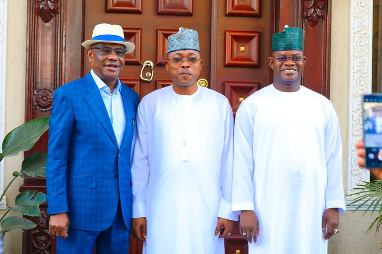 PHOTOS: Amid EFCC trouble, Yahaya Bello, Gov Ododo visit Wike in Abuja