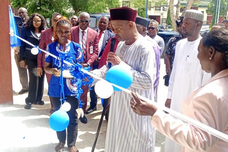 Executive Secretary NUC, Prof. Abdullahi Ribadu, representative of Pres. Bola Tinubu, inaugurating a Fire Station at the University of Calabar on Saturday as part of activities to mark the university’s 37th convocation ceremony