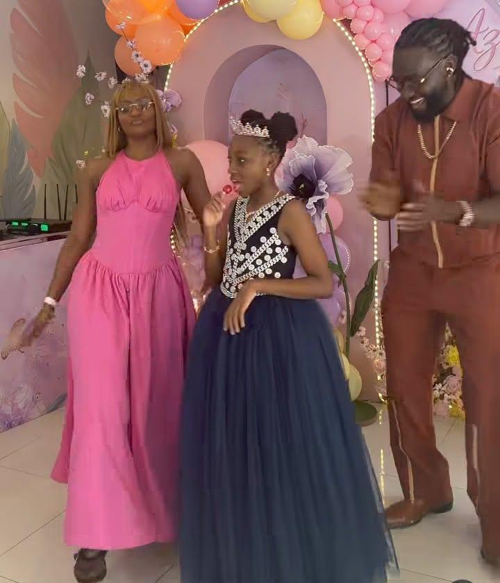 Osas Ighodaro and Gbenro at their daughter's 10th