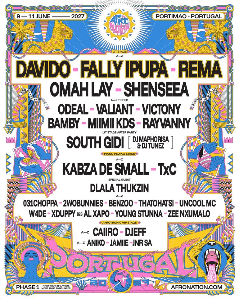 Davido, Rema and Fally Ipupa to Headline Afro Nation Portugal 2027