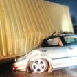 Tragedy averted in Lagos as container crushes couple’s car