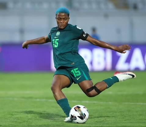 Nigeria captain Rasheedat Ajibade in full flight during the team's preparations ahead of WAFCON 2026.