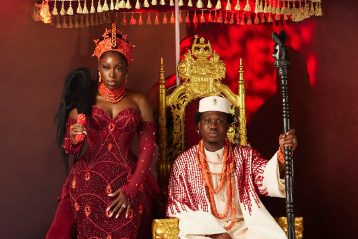 Zlatan and Davita unveil two traditional wedding looks as Davido joins groomsmen in Lagos