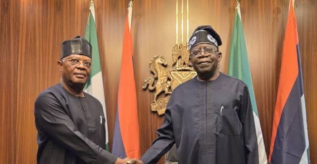 President Bola Tinubu and Retired Vice Admiral Ibok-Ete Ekwe Ibas
