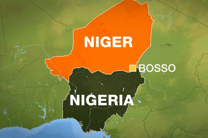 Map showing the border between Niger and Nigeria in West Africa