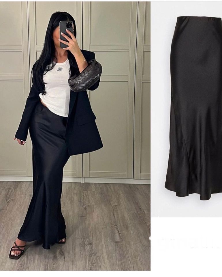 Black Silk Maxi Skirt