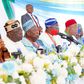 L-R: VP Shettima; President Tinubu; APC National Chairman, Dr Abdullahi Ganduje; APC National Secretary, Ajibola Basiru; Imo State Governor, Hope Uzodimma and former national chairman of the party, Chief Bisi Akande during the APC NEC meeting in Abuja