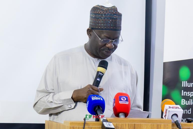 Senator Ibrahim Hassan Dankwambo, President of the Nigeria Chess Federation, speaking at the FIDE World Amateur Rapid & Blitz Championship in Abuja