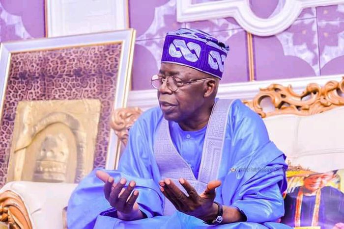 President Bola Tinubu praying in a Mosque